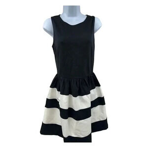Bar III Women's Sleeveless Color Blocked Striped Dress Black/White Size L